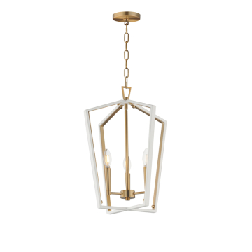 Maxim Lighting Melrose 3-Light Pendant - 120V - White / Natural Aged Brass