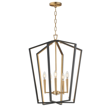 Maxim Lighting Melrose 5-Light Pendant - 120V - Black / Natural Aged Brass