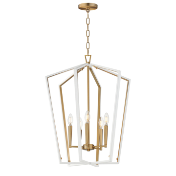 Maxim Lighting Melrose 5-Light Pendant - 120V - White / Natural Aged Brass