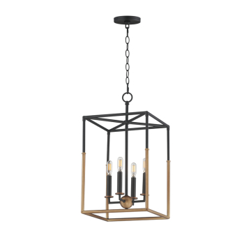 Maxim Lighting Soho 4-Light Pendant - 120V - Black / Weathered Brass