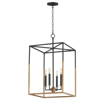 Maxim Lighting Soho 4-Light Large Pendant - 120V - Black / Weathered Brass
