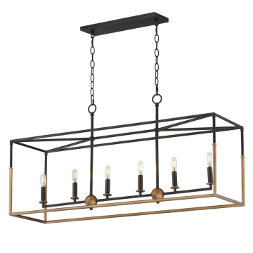 Maxim Lighting Soho 6-Light Linear Pendant - 120V - Black / Weathered Brass