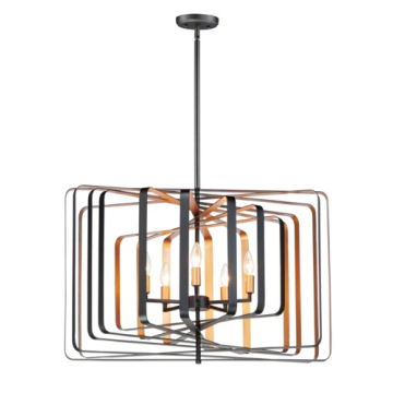Maxim Lighting Radial 5-Light Rectangular Pendant - 120V - Black / Gold