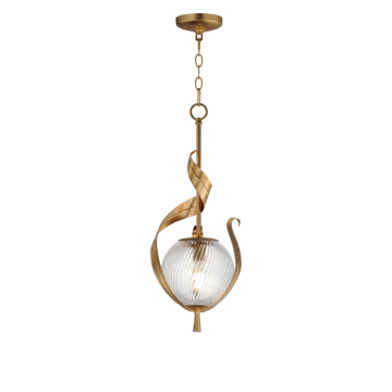 Maxim Lighting Firenze 1-Light Pendant - 120V - Gold Leaf - Clear Ribbed Glass