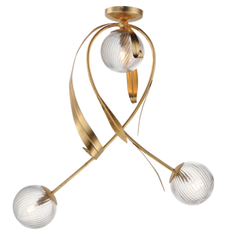 Maxim Lighting Firenze 3-Light Flush Mount - 120V - Gold Leaf - Clear Ribbed Glass