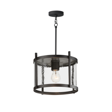 Maxim Lighting Belfry 1-Light Semi-Flush/Pendant - 120V - Black - Hammer Glass