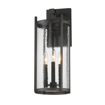 Maxim Lighting Belfry 3-Light Wall Sconce - 120V - Black - Hammer Glass