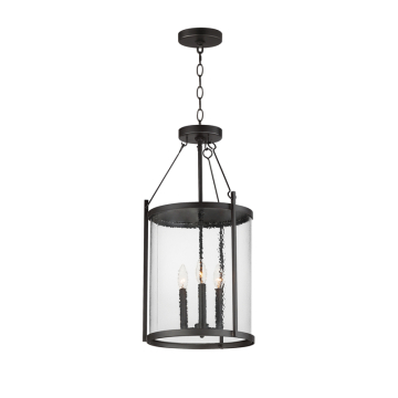 Maxim Lighting Belfry 3-Light Pendant - 120V - Black - Hammer Glass