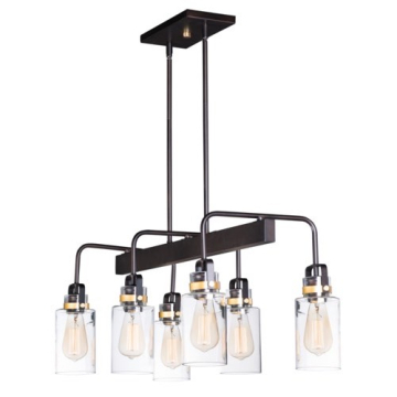 Maxim Lighting Magnolia 6-Light Linear Pendant - 120V - Bronze / Gold