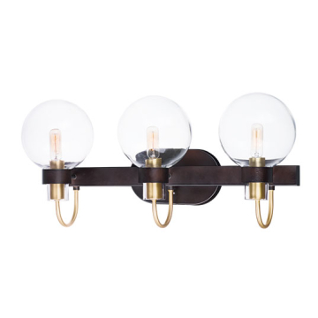 Maxim Lighting Bauhaus 3-Light Bath Vanity Light - 120V - Bronze / Satin Brass