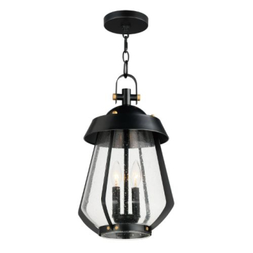 Maxim Lighting Mariner Large 2-Light Outdoor Pendant - 120V - Black / Antique Brass