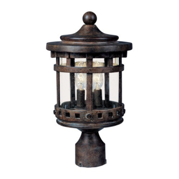 Maxim Lighting Santa Barbara Die Cast 3-Light Medium Outdoor Post Top Lantern - 120V - Sienna