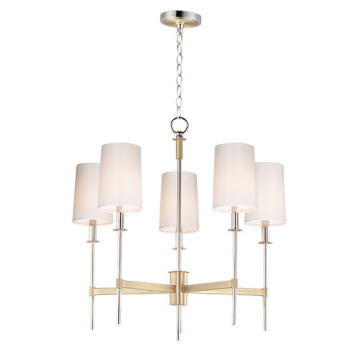 Maxim Lighting Uptown 5-Light Chandelier - 120V - Satin Brass / Polished Nickel