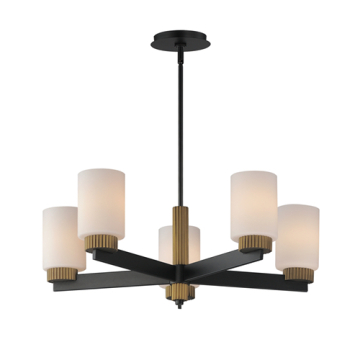 Maxim Lighting Ruffles 5-Light Chandelier - 120V - Black / Antique Brass