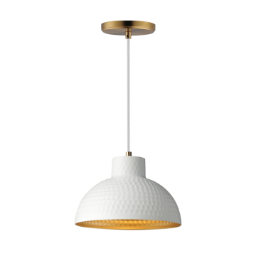 Maxim Lighting Rockport 10" 1-Light Pendant - 120V - White / Natural Aged Brass