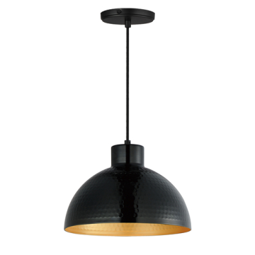 Maxim Lighting Rockport 12" 1-Light Pendant - 120V - Black / Antique Copper