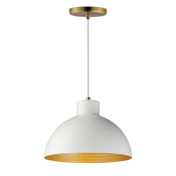 Maxim Lighting Rockport 12" 1-Light Pendant - 120V - White / Natural Aged Brass