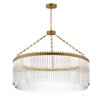 Maxim Lighting Jolie 34" LED Pendant - 2,400 Lumens - CCT Selectable - 120-277V - Natural Aged Brass - Clear Glass