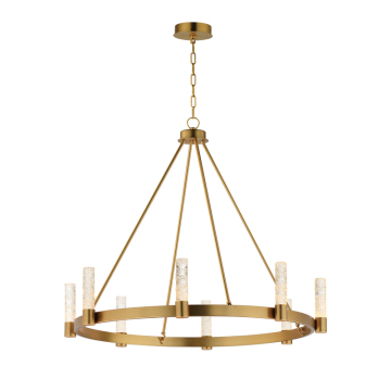 Maxim Lighting Duchess 8-Light LED Chandelier - 2,160 Lumens - 3000K - 120V - Natural Aged Brass - Iceberg Glass