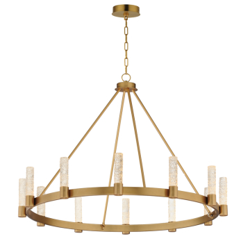 Maxim Lighting Duchess 12-Light LED Chandelier - 3,240 Lumens - 3000K - 120V - Natural Aged Brass - Iceberg Glass