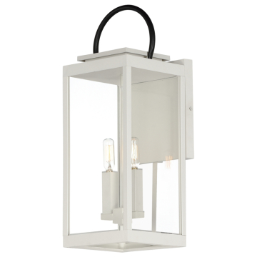 Maxim Lighting Nassau 2-Light Large Outdoor Wall Lantern - 120V - White / Black - Clear Glass