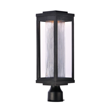 Maxim Lighting Salon LED Outdoor Post Top Lantern - Clear Ribbed Glass - 3000K - 120V - Black