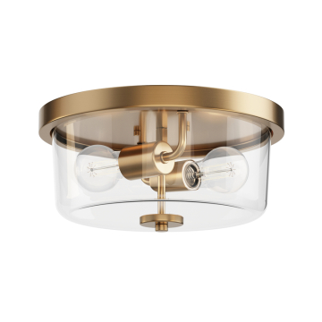 Maxim Lighting Fuller 2-Light Flush Mount - 120V - Natural Aged Brass - Clear Glass