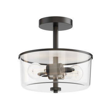 Maxim Lighting Fuller 2-Light Semi-Flush Mount / Pendant Convertible - 120V - Black - Clear Glass