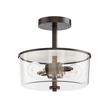 Maxim Lighting Fuller 2-Light Semi-Flush Mount / Pendant Convertible - 120V - Oil Rubbed Bronze - Clear Glass