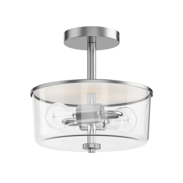 Maxim Lighting Fuller 2-Light Semi-Flush Mount / Pendant Convertible - 120V - Satin Nickel - Clear Glass