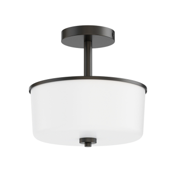 Maxim Lighting Fuller 2-Light Semi-Flush Mount / Pendant Convertible - 120V - Black - White Glass