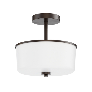 Maxim Lighting Fuller 2-Light Semi-Flush Mount / Pendant Convertible - 120V - Oil Rubbed Bronze - White Glass