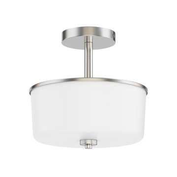 Maxim Lighting Fuller 2-Light Semi-Flush Mount / Pendant Convertible - 120V - Satin Nickel - White Glass