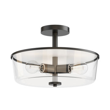 Maxim Lighting Fuller 3-Light Semi-Flush Mount / Pendant Convertible - 120V - Black - Clear Glass
