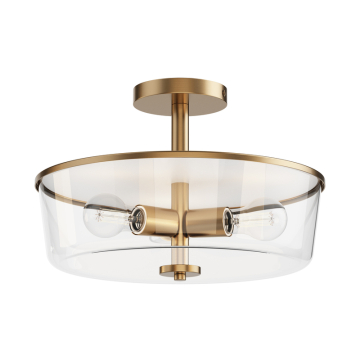 Maxim Lighting Fuller 3-Light Semi-Flush Mount / Pendant Convertible - 120V - Natural Aged Brass - Clear Glass
