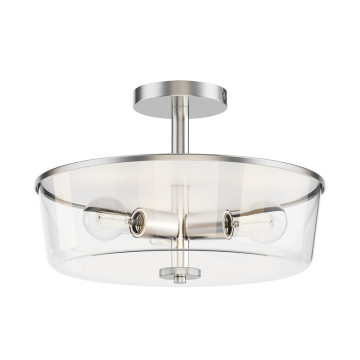 Maxim Lighting Fuller 3-Light Semi-Flush Mount / Pendant Convertible - 120V - Satin Nickel - Clear Glass