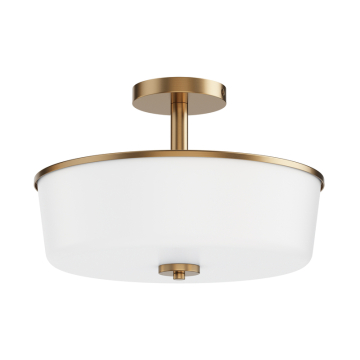 Maxim Lighting Fuller 3-Light Semi-Flush Mount / Pendant Convertible - 120V - Natural Aged Brass - White Glass