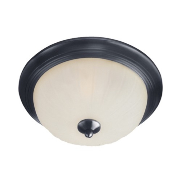 Maxim Lighting Essentials 12" 1-Light Flush Mount - Ribbed Frosted Glass Shade - 120V - Black