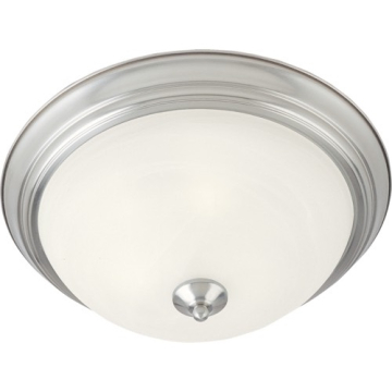 Maxim Lighting Essentials 12" 1-Light Flush Mount - Marble Glass Shade - 120V - Satin Nickel