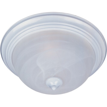 Maxim Lighting Essentials 12" 1-Light Flush Mount - Marble Glass Shade - 120V - White