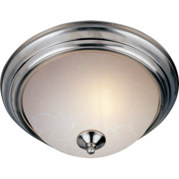 Maxim Lighting Essentials 14" 2-Light Flush Mount - Ice Glass Shade - 120V - Satin Nickel
