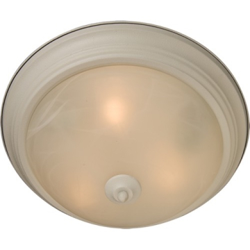 Maxim Lighting Essentials 16" 3-Light Flush Mount - Marble Glass Shade - 120V - Textured White