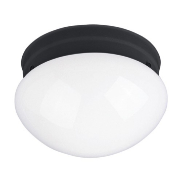 Maxim Lighting Essentials 8" 1-Light Flush Mount - White Glass Shade - 120V - Black
