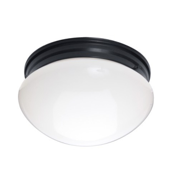 Maxim Lighting Essentials 9" 2-Light Flush Mount - White Glass Shade - 120V - Black