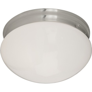 Maxim Lighting Essentials 9" 2-Light Flush Mount - White Glass Shade - 120V - Satin Nickel