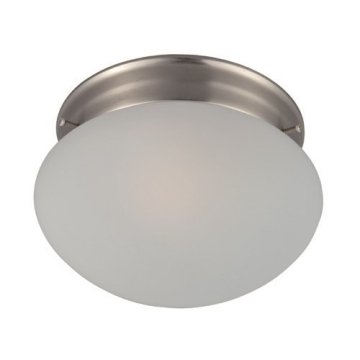 Maxim Lighting Essentials 8" 1-Light Flush Mount - Frosted Glass Shade - 120V - Satin Nickel
