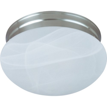 Maxim Lighting Essentials 8" 1-Light Flush Mount - Marble Glass Shade - 120V - Satin Nickel