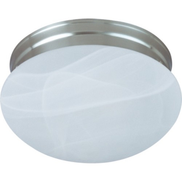 Maxim Lighting Essentials 9" 2-Light Flush Mount - Marble Glass Shade - 120V - Satin Nickel