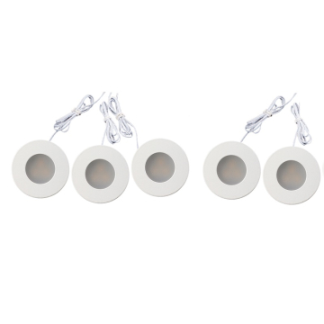 Lotus 1W 1" Mini LED Puck Light Kit - 5 PACK - 3000K - 70 Lumens - 12V