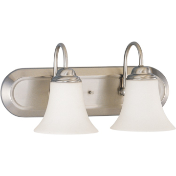 SATCO|NUVO Dupont 2-Light Vanity Fixture - 13" - Brushed Nickel / Satin White Glass